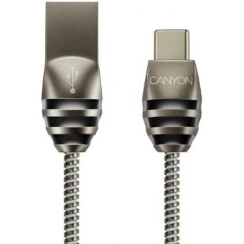 Canyon CNS-USBC5DG USB-C / USB 2.0, 5V/2A, průměr 3,5mm, kovově opletený, 1m, tmavě-šedý