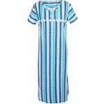 dlouhá noční košile s krátkým rukávkem kostička modrá – Zboží Dáma