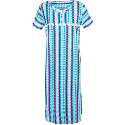 dlouhá noční košile s krátkým rukávkem kostička modrá – Zboží Dáma