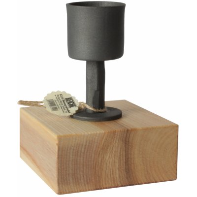 Reichl Kovaný svícen na dřevěném špalku, bez vzoru - ručně kovaný výrobek Velikost:: Malý