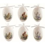 Velikonoční vejce plastová se zajíčky 6 cm na zavěšení, 6 ks v sáčku – Zbozi.Blesk.cz