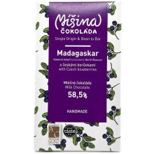 Míšina čokoláda Mléčná čokoláda 58,5 % Madagaskar s českými borůvkami 50 g