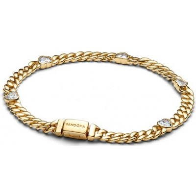 PANDORA Zlacený náramek Srdce na kubánském řetízku 16 cm 564226C01-16 – Sleviste.cz