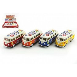 Teddies Autobus Kinsmart Volkswagen Classical kov 13 cm na zpětné natažení žluto/bílá