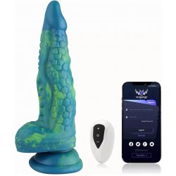 HiSmith Wildolo Realistic Monster Vibrating Silicone Dildo with App 24.5 cm Blue Green