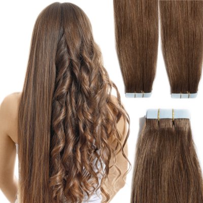 Vlasové pásky Tape In barva hnědá 4 délka vlasů: 50 cm Druh vlasů: Kvalita výběr