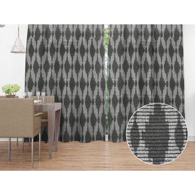 Biante Dekorační závěs Leona LN-048 Tmavě šedé obrazce a proužky 130x200 cm – Zboží Mobilmania