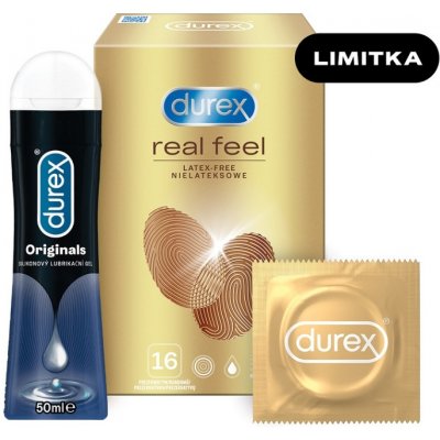 Durex Real feel 16 kusů + Originals silicone gel 50 ml