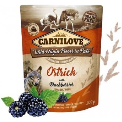 Carnilove dog pouch paté ostrich with blackberries 300g