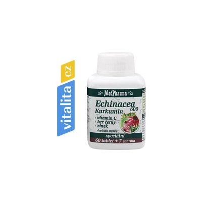 MedPharma Echinacea 600 FORTE, kurkumin, vit. C, bez černý, zinek 67 tablet