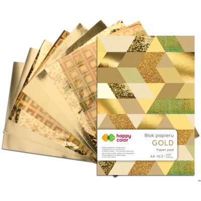 happy color Sada efektních papírů Gold (10ks) A4 – Zboží Dáma