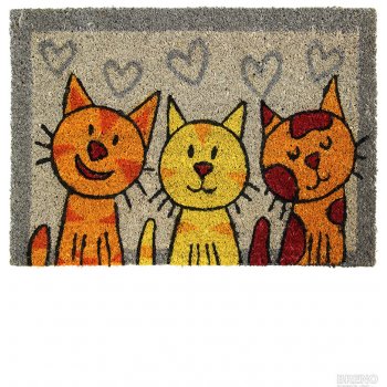 Bo Ma Trading Rohožka barevná 3 kočky Vícebarevný 40 x 60 cm