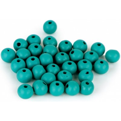 Dřevěný korálek lakovaný - 10mm/10g - různé barvy Dřevěné korálky lakované: 12 Tmavě mátovo-modrá – Zboží Dáma