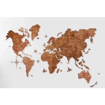 Obraz na zeď mapa světa - Barva dub 200 cm x 120 cm – Sleviste.cz