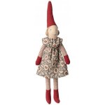 Maileg Vánoční skřítek Pixy Winter mint dress Size 1 – Girl, červená barva, textil – Hledejceny.cz
