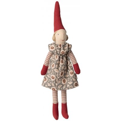 Maileg Vánoční skřítek Pixy Winter mint dress Size 1 – Girl, červená barva, textil – Hledejceny.cz