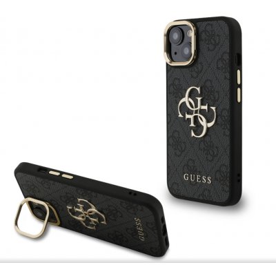 Guess PU 4G Metal Logo Stand Camera Frame Zadní Kryt pro iPhone 13 Black – Zboží Mobilmania