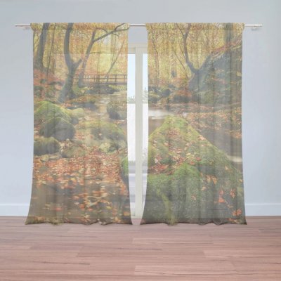 Sablio Záclony Most v lese: 2ks 150x250cm – Zboží Mobilmania