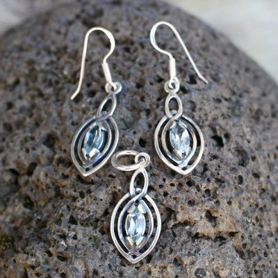 Drakkaria MAIA přívěšek a náušnice stříbro topaz P39566 – Zboží Dáma