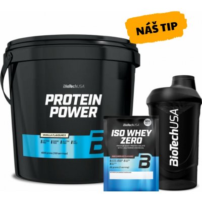 AKCE BioTech Protein Power 4000 g + ZDARMA Šejkr 600 ml + Iso Whey Zero 25 g – Hledejceny.cz