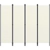 Paraván ZBXL 4dílný skládací paraván bílý 200 x 180 cm