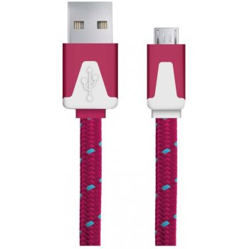 Esperanza EB176PB - 5901299912775 Micro USB 2.0 A-B M/M, opetený, plochý, 1m, růžový