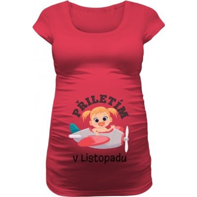 Tričko s potiskem Letí miminko holka dámské růžová – Zboží Mobilmania
