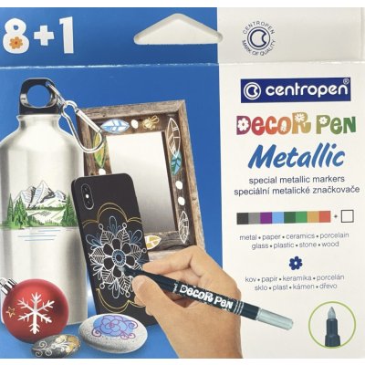 Centropen Popisovač 2737/8+1 Decor Pen METALIC 1,5 mm sada 8+1 – Zboží Mobilmania