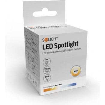 Solight LED žárovka , bodová , 7W, GU10, 3000K, 595lm, bílá