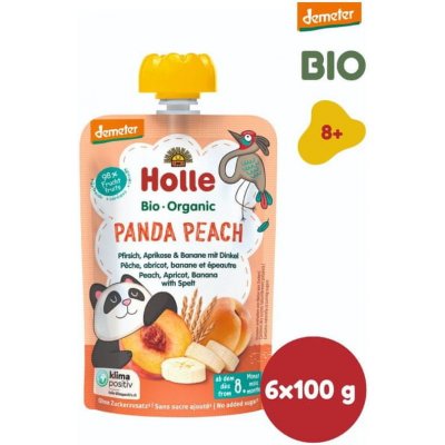 Holle Bio Panda Peach 100% pyré broskevmeruňkabanán a špalda 6 x 100 g – Zboží Mobilmania