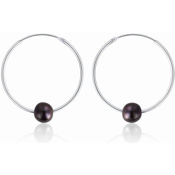 JwL Luxury Pearls stříbrné kruhy s pravými černými perlami JL0632