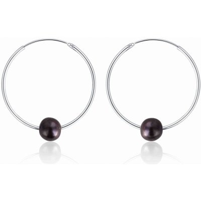 JwL Luxury Pearls stříbrné kruhy s pravými černými perlami JL0632 – Zbozi.Blesk.cz
