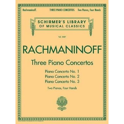 Sergej Rachmaninov Three Piano Concertos Nos. 1 2 And 3 noty na čtyřruční klavír