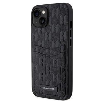 Pouzdro Karl Lagerfeld Saffiano Monogram Card Slot iPhone 13 černé