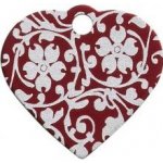 Psí známka Srdce velké červené Kytičkový ornament 37x29 mm – Hledejceny.cz