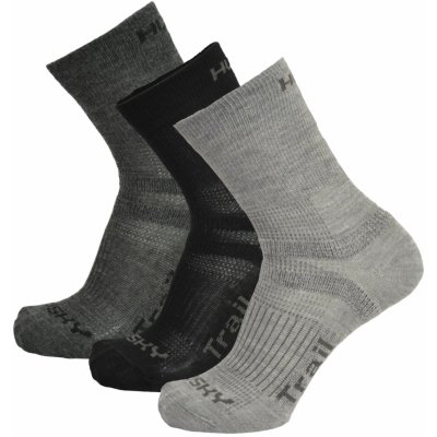Husky ponožky Trail 3 pack černá/antracit/sv.šedá – Zboží Mobilmania