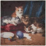 Obraz na jutě s kočkami – 40x2x40 cm – Zboží Dáma
