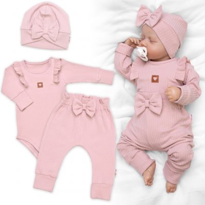 Žebrovaná rostoucí souprava 3D, Baby Girl pudrově růžová – Sleviste.cz