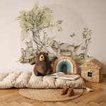 Gario Dětská nálepka na zeď Woodland walkspící medvídek a myška Rozměry: 95 x 78 cm – Sleviste.cz
