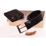 Kubát Kůže Dárkový set kožené peněženky a opasku pro muže černý S742212PL