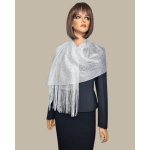 Classic Scarf dámská bílá šála se stříbrnou – Zboží Mobilmania