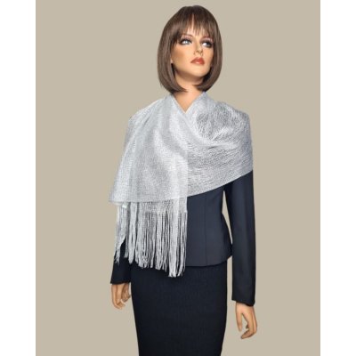 Classic Scarf dámská bílá šála se stříbrnou – Zboží Mobilmania
