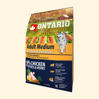 Ontario Adult Medium Chicken & Potatoes 2,25 kg – Hledejceny.cz