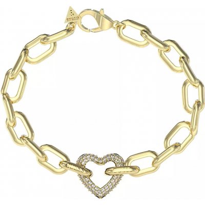 Guess Výrazný pozlacený náramek Srdce Beloved JUBB05016JWYG – Sleviste.cz