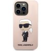 Pouzdro a kryt na mobilní telefon Apple Karl Lagerfeld Liquid Silicone Ikonik NFT iPhone 14 Pro, růžové