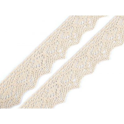 Bavlněná krajka paličkovaná šíře 46; 56 mm Varianta: 2 (56 mm) béžová světlá, Balení: 1 m – Sleviste.cz