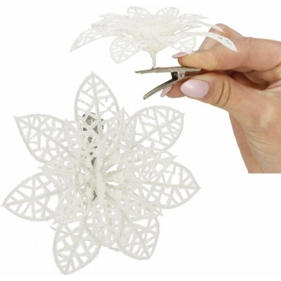 SPRINGOS Vánoční hvězda s klipem 11x11 cm bílá – Sleviste.cz