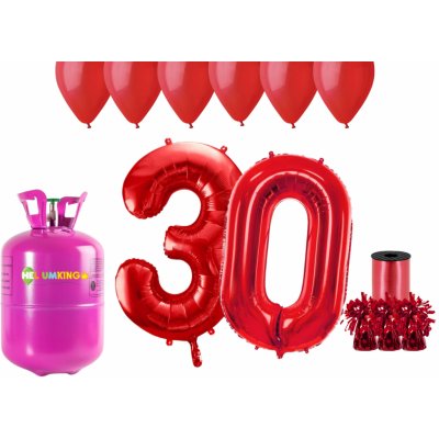 HeliumKing Helium párty set na 30. narozeniny s červenými balónky – Zboží Dáma