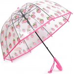 Dětský průhledný vystřelovací deštník jahoda růžová – Zboží Dáma