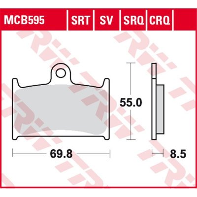 Přední brzdové destičky TRW / Lucas Triumph 2300 Rocket III Touring ABS 2008 - 2013 směs SRT